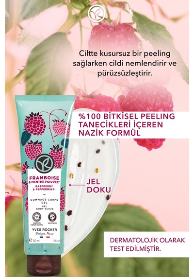 Yves Rocher Jel Dokulu Vücut Peelingi-arındırıcı&yumuşatıcı Enerjik Frambuaz Nane -sls,sles İçermez,vegan-150ml