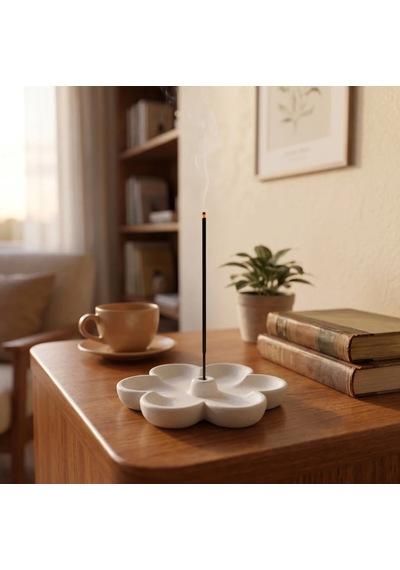 Minimalist Çiçek Tasarımlı 3d Baskı Beyaz Tütsülük - Dekoratif Modern Ev Aksesuarı Ve Tütsü Standı