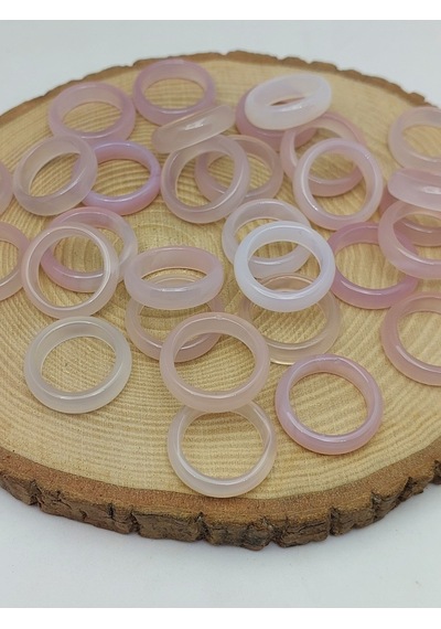Akik Taşı Yüzük Sisli Açık Pembe Alacalı 6mm Kalınlık 59950 Bakır