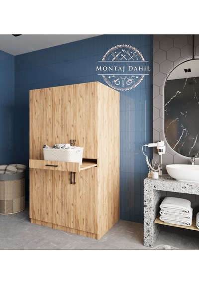 Tina Çamaşır Ve Kurutma Makinesi Dolabı Banyo Dolabı Çam Çam