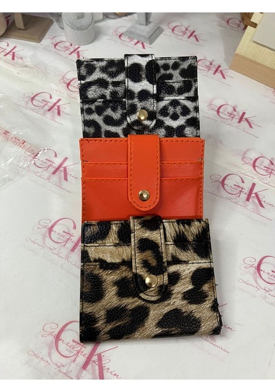 Bonita Leopar Desenli Kadın Mini Cüzdan-fermuarlı Bozuk Para Bölmeli,kartlık Ve Cüzdan Turuncu