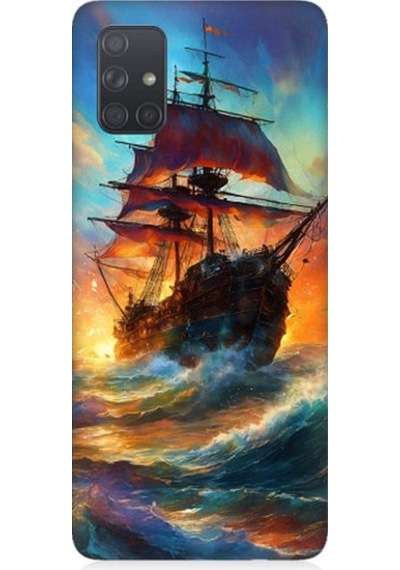 Samsung Galaxy A51 Uyumlu Kızıl Deniz Yelkenli Gemi Desenli Silikon Kılıf