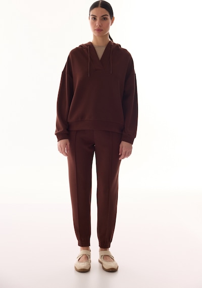 Penti Kahverengi V Yaka Oversize Kapüşonlu Sweatshirt