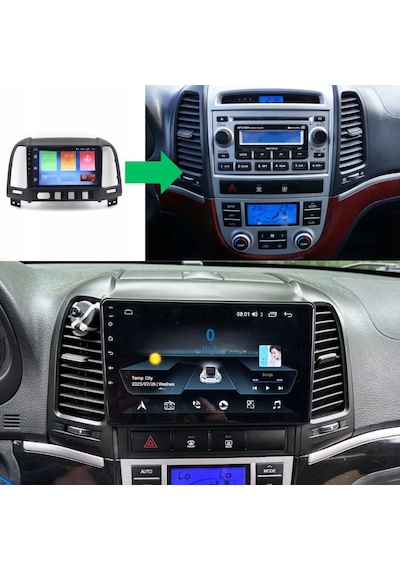 Hyundai Santa Fe Araç Multimedya Android Ekran Carplay Double Teyp 2+32 9" 06-11 Black Cadence