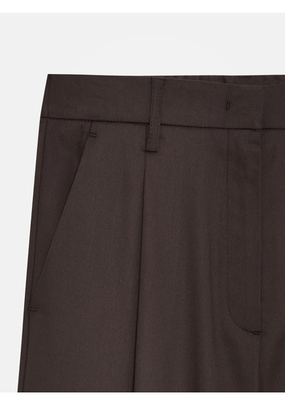 Dilvin 72657 Pileli Geniş Paça Pantolon-kahve