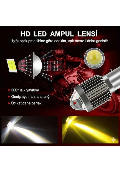 S2 Uyumlu Led Ampul Şimşek Etkili Sarı-beyaz Csp Led S2 Uzun Kısa Otomobil Araç Motosiklet Mercekli Far