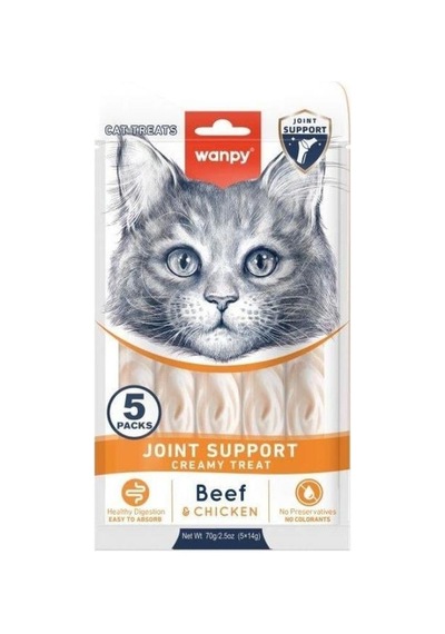Wanpy Bone Support Sığır Eti Ve Tavulu Krema Kedi Ödülü 5x14 Gr