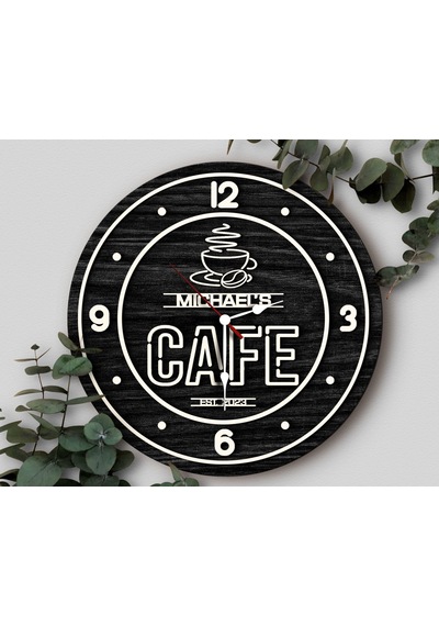 Bk Gift Kafelere Özel Dekoratif Siyah Ahşap Duvar Saati 35cm-1 , Bar Duvar Saati , Cafe Duvar Saati , Özel Ahşap Saat Kobitmeyen138359 Bk Gift