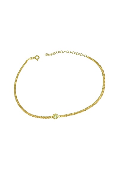 Gurmet Zincirli Tek Taşlı Gümüş Halhal - Gold