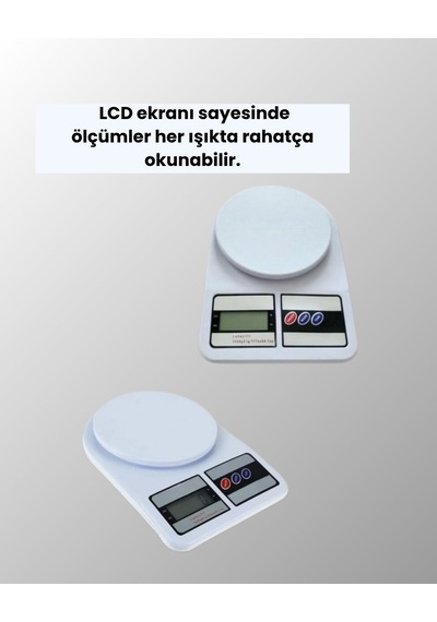 Hepsi Beyaz Plastik Dijital Mutfak Tartısı 24x16.8x1.5cm Najmaddin Diğer