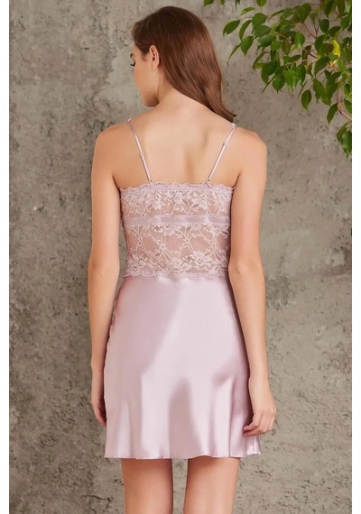 Pierre Cardin 7015 Kadın Dantelli Saten 4'lü Set-rose