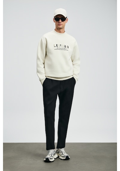 Lufian Oracle Erkek Sweatshirt Kırık Beyaz Kırık Beyaz 112030178100510 Beyaz