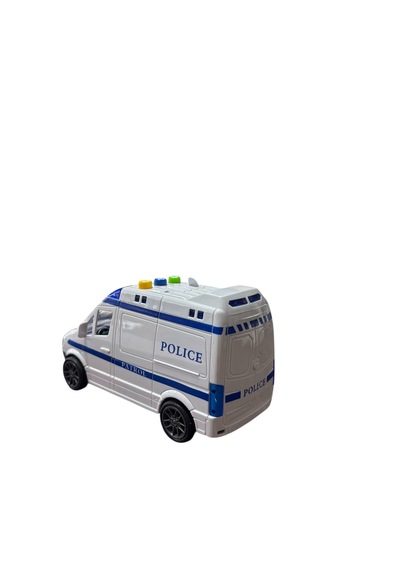 Işıklı Sesli Sürtmeli Polis Arabası Beyaz - Mavi