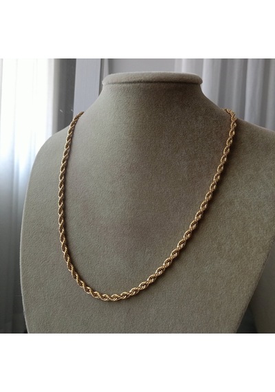 Lente Aksesuar 14k Altın Kaplama Burgu Zincir Kolye 45cm - Nostaljik Kolye Altın