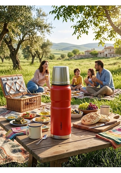 Ckr2052 500 Ml Çift Kat Sızdırmaz Paslanmaz Çelik Termos 12 Saat Sıcak, 24 Saat Soğuk Koruma Kırmızı