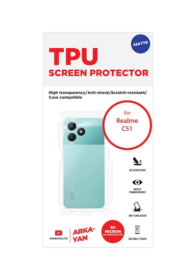 Realme C51 Mat Arka Ve Yan Koruyucu Tpu Film