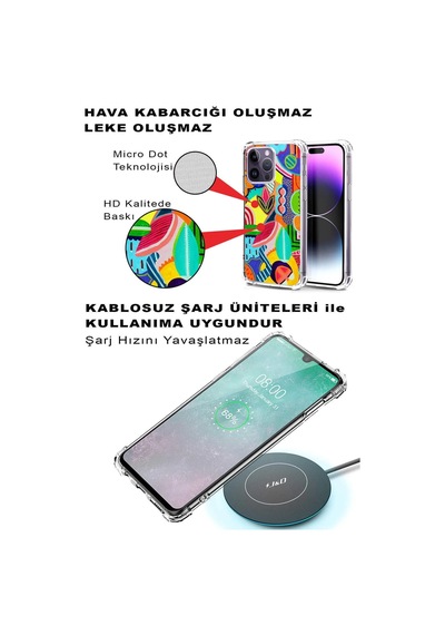 Samsung Galaxy M34 İle Uyumlu Retro Color 6 Baskılı Şeffaf Köşe Korumalı Antişok Kılıf