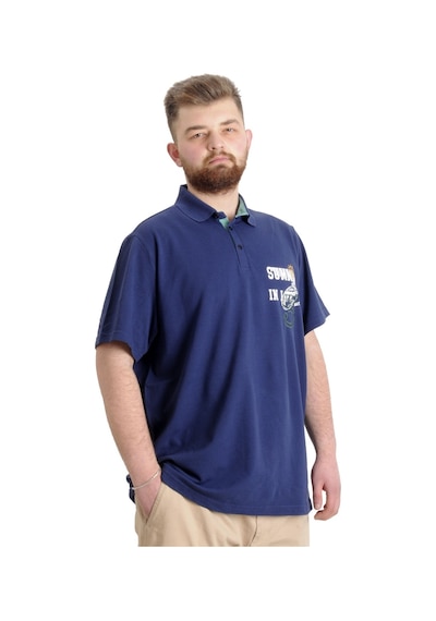 Mode Xl Büyük Beden Erkek T-Shirt Polo Parçalı Summer 23331 Indigo 001