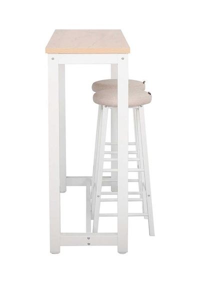 High-rise 2 Tabureli Yüksek Ayaklı Yemek Masası - Beyaz 120x40x100 Beyaz
