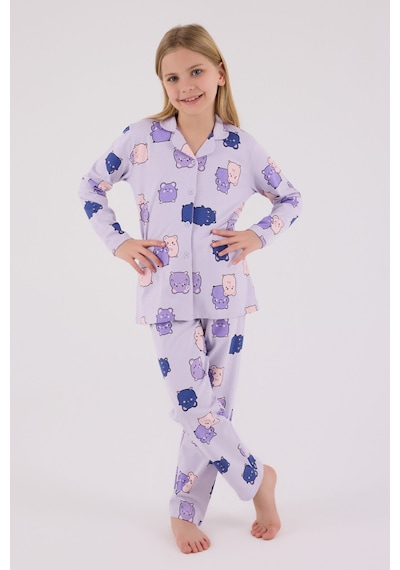 Rolypoly Kız Çocuk Mor Gömlek Pijama Takımı 5274-48707 Mor
