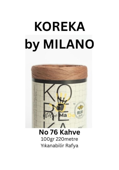 Koreka By - 76 Kahve Tek Yumak 100gr 220metre Yıkanabilir Rafya