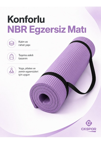 Ckspor 15 Mm Kaymaz Nbr Pilates Matı Taşıma Askılı Yoga Veegzerisiz Minderi Mor