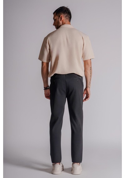 Braccas Erkek Yandan Cepli Beli Lastikli Relaxed Fit Chino Pantolon Siyah Siyah