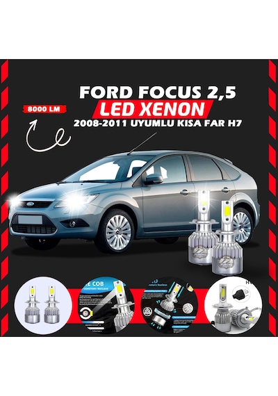 Ford Focus 2.5 2008-2011 Kısa Far Uyumlu Şimşek Etkilii Led Xenon Performance Series H7