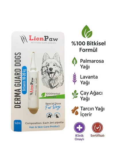 10-20 Kg Köpek Dış Parazit Ense Deri Damlası Pire Bit Kene Deri Bakımı Için Bitkisel Damla 1x2 Ml