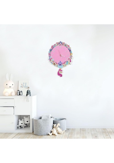 Ayrex 3 Boyutlu Unicorn Çocuk Odası Ahşap Duvar Saati Diğer