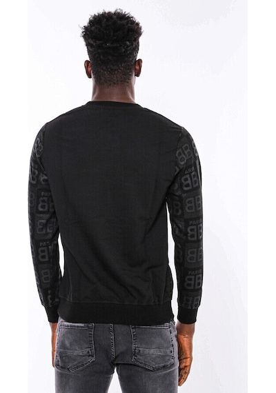 Siyah Taşlı Desenli Sweatshirt - Wessi Siyah