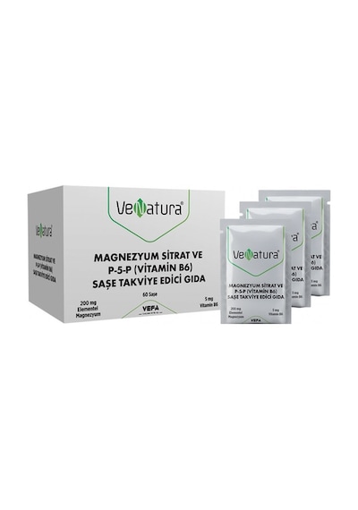 Venatura Magnezyum Sitrat P-5-P Vitamin B6 60 Saşe
