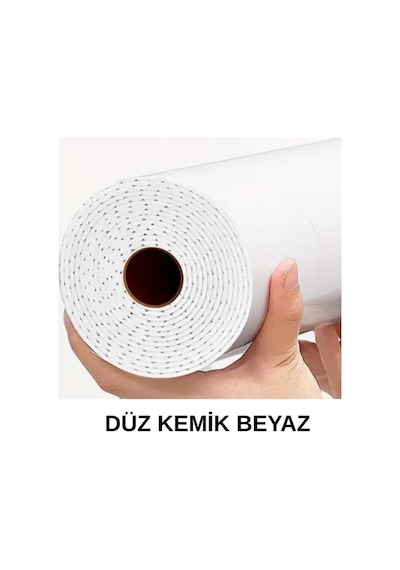 Kendinden Yapışkanlı 60cm X 3 Metre Rulo Düz Kemik Beyaz Parlak Kaplama Köpük Duvar Paneli Kağıdı