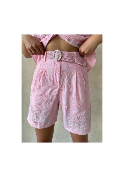 Verymoda Nakışlı Vual Şort D2821 Pembe
