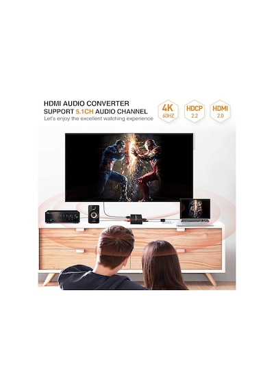 Hdmı Video Ses Ayırıcı Hdmı - Hdmı + Ses Spdıf + Rca L/r Stereo Audio Ayırıcı