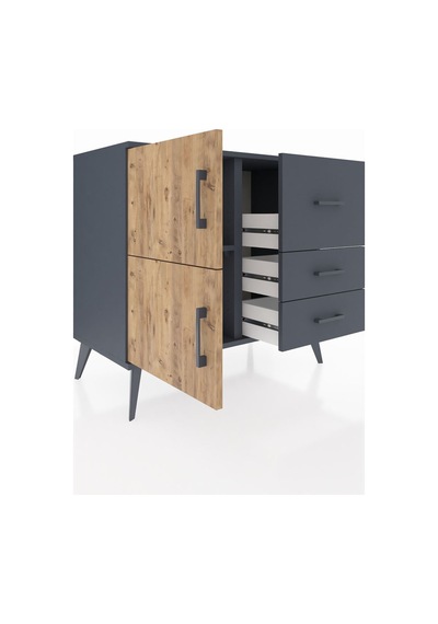 Hyperion Şifonyer Tek Raflı 3 Çekmeceli 2 Kapaklı 88x44x80 Antrasit-çam/antrasit Çam/antrasit Hyperion Şifonyer Tek Raflı 3 Çekmeceli 2 Kapaklı 88x44x80 Antrasit-çam/antrasit Çam/antrasit