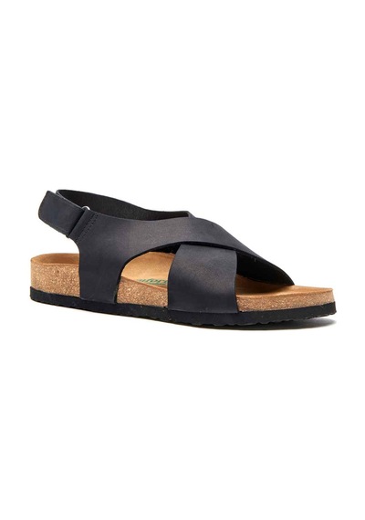 Comfortfusse Fayette - Erkek Ortopedik Hakiki Deri Sandalet Siyah Nubuk Deri