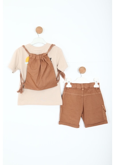Xo Kids Erkek Çocuk Alt Üst Şort Takım 2-7 Yaş 3150 Bej