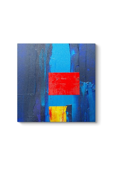 Mavi Kırmızı Sarı Soyut Kanvas Tablo 40 X 40