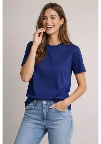 Buğrahayalin Osy Modal Yumuşak Dokulu Kumaş Bisiklet Yaka T-shirt - Lacivert Lacivert