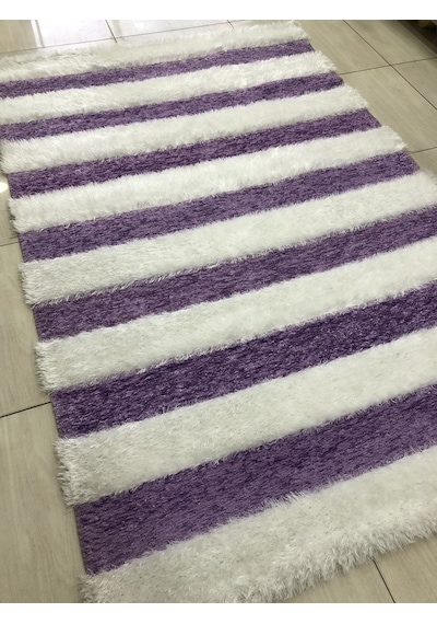 Saray Halı Otantik 150X230 Beyaz Lila El Örgüsü 4 M2 Tüylü Halı !