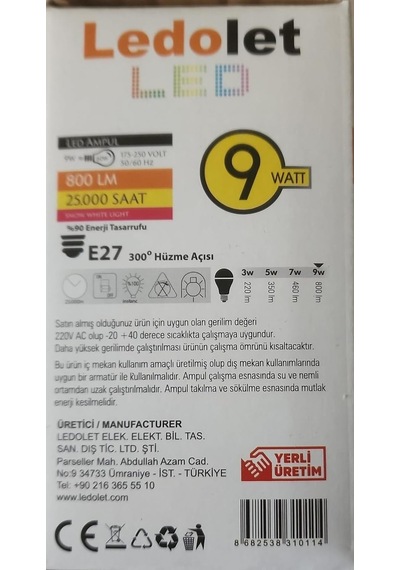 Ledolet Rgb Led Ampul 9 W E27 Duy Dımmerlı Uzaktan Kumandalı Diğer