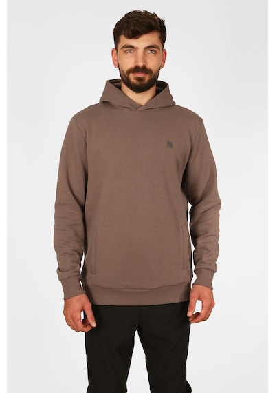 Nature The Brand Kapüşonlu Sweatshirt Fleto Cep Detaylı Reflektör Baskılı Şardonlu Siyah
