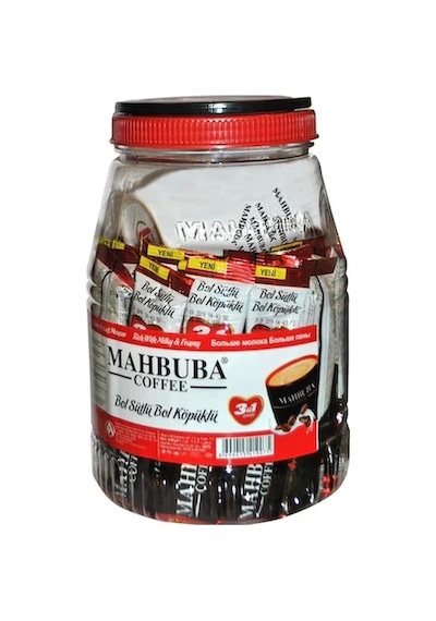 Mahbuba Coffee 3ü1 Aradasütlü Köpüklü Kavanoz Kahve Bardak Hediyeli 36 X 18 Gr + Renkli Kupa Hazır