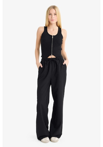 Defacto Slim Fit Dar Kesim U Yaka Fermuarlı Atlet G3619ax25wnbk27 Siyah