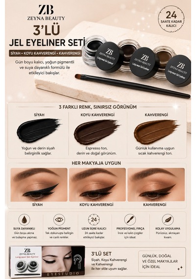 Jel Eyeliner İkili Kahve&siyah Renk Siyah - 626168302 Diğer