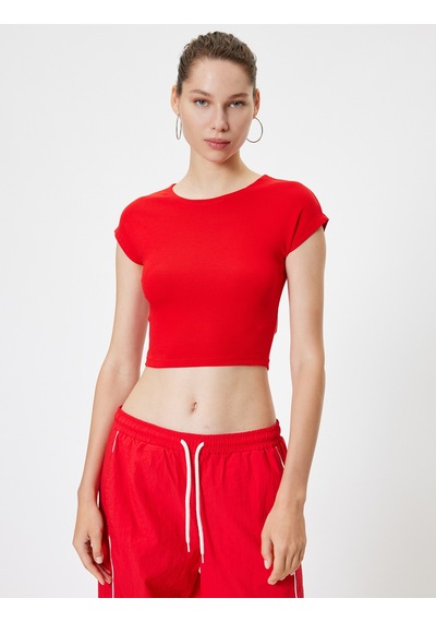 Koton Basic Tişört Kap Kol Bisiklet Yaka Modal Karışımlı Slim Fit Kırmızı 5wal10291ık Kırmızı