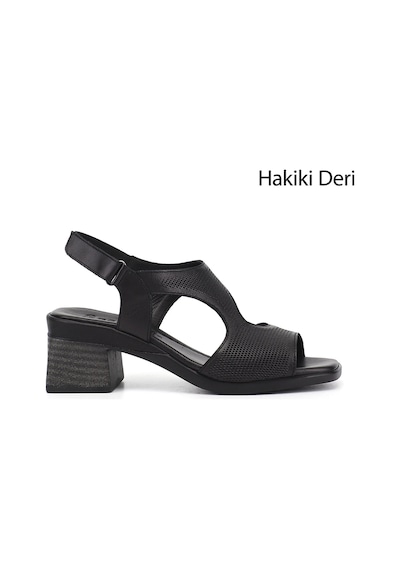 Gönderi(R) Gönderi R Kadın Siyah Cırt Bantlı Kalın Topuklu Hakiki Deri Sandalet Dyza70945409