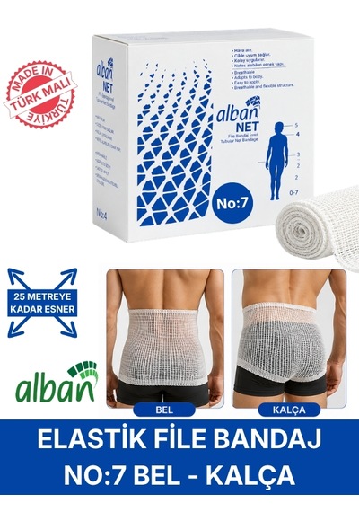 Elastik File Bandaj, No:7 Omuz Ve Diz, Esnetince 25m'ye Kadar Uzayan Tübüler Net Bandaj