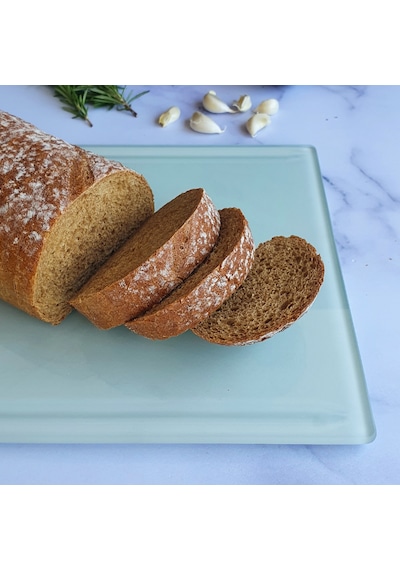 Decorita Kanallı Cam Kesme Tahtası Cam Kesme Tablası Kenarı Ahşap Desenli 25cm x 35cm